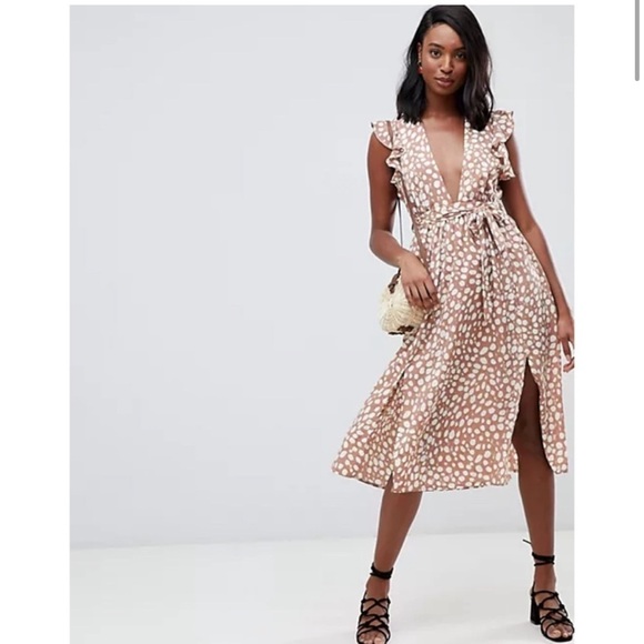 Glamorous Smudged dots midi dress size 4 - Picture 1 of 6